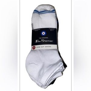 Ben Sherman Low Cut Socks 10 Pairs Men 6-12 White Gray Black w/ Foot Logo NEW$28